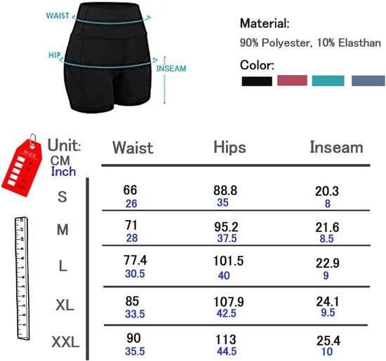 Korte legging voor dames, sportlegging, korte zomerbroek, yogabroek, hoge taille, hardloopbroek met zakken, shorts voor gym, training, fitness, joggen, hardlopen, biker — afbeelding 5