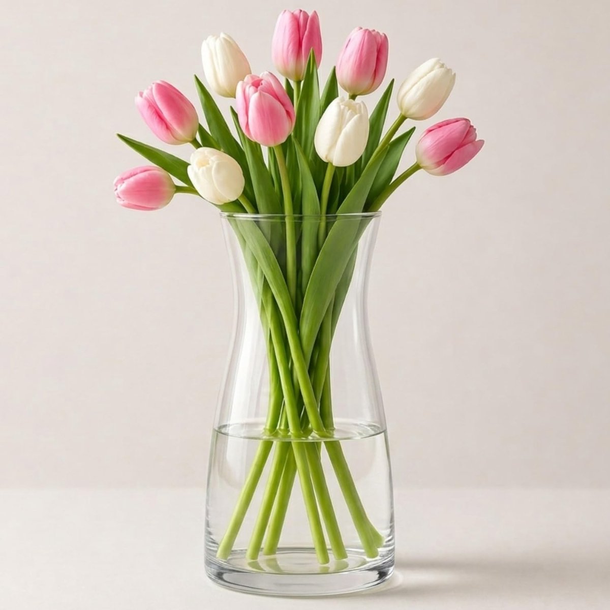 Helder glazen vaas, premium kwaliteit voor bloemen met antislippad, wit transparant kleuren rustiek huisdecor, decoratief modern boerderij, ideaal voor plank, schoorsteenmantel, tafel en