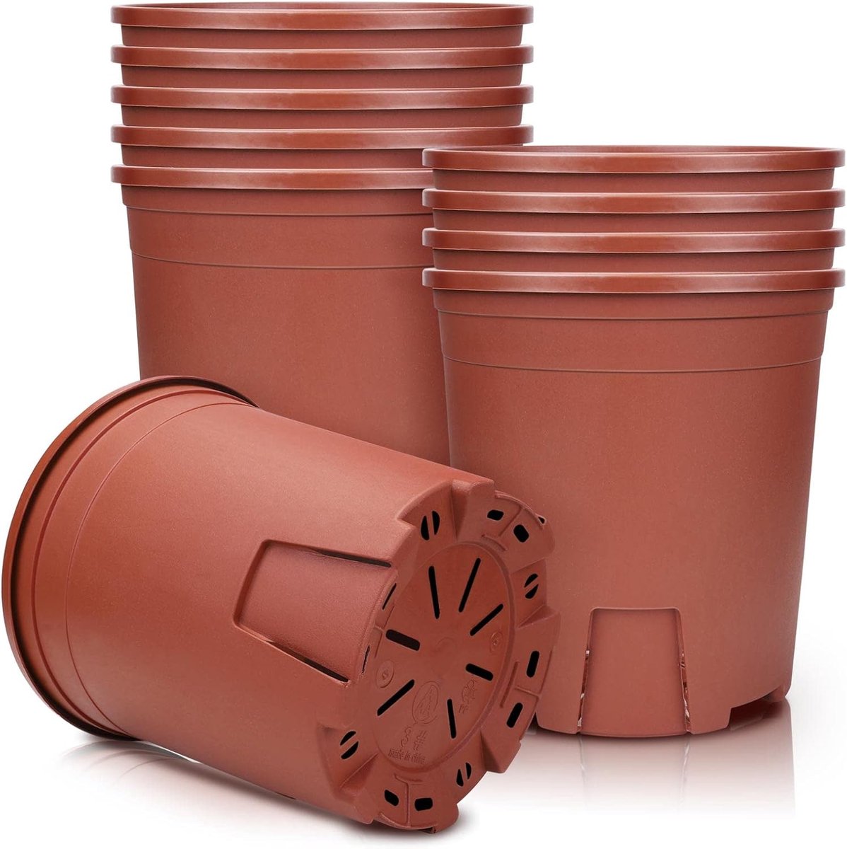 14.2cm plastic plantenpot, verpakking van 5 stuks, wortelregulerende plantenpot voor zaailingen, decoratieve tuinbloempot, Roode plantenpot voor binnen- en buitenbonsaiplanten - Rood