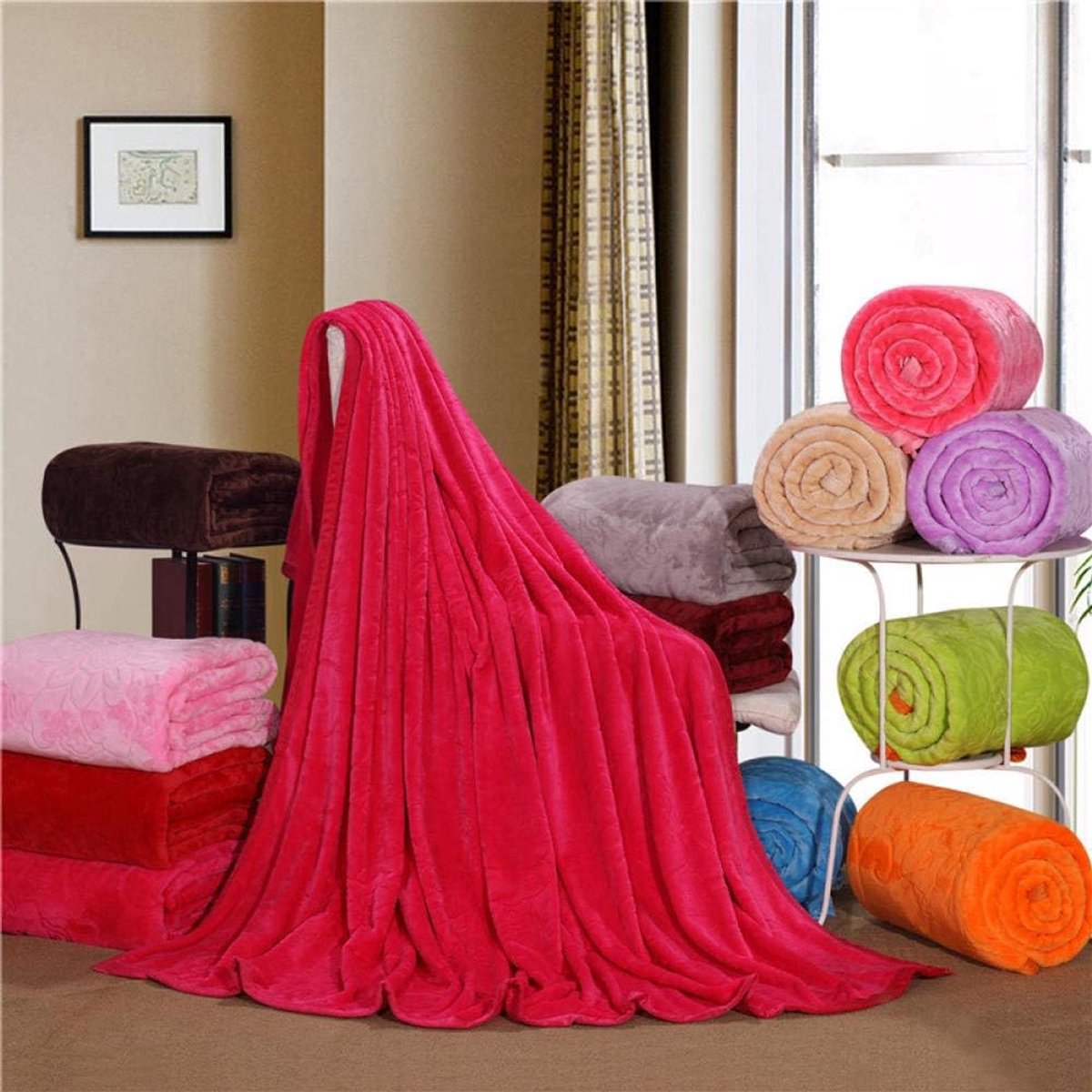 Dekens Reisformaat - Superzachte donzige warme stevige bedspreien voor bank Microfiber deken -8_180 * 200 cm