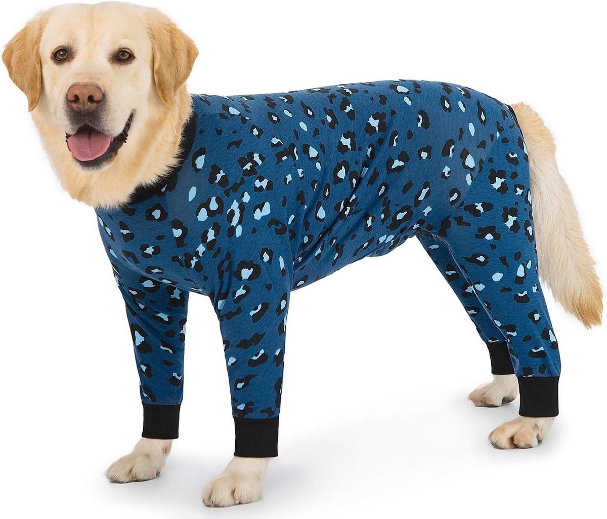 Hondenpyjama Katoen - Honden jumpsuit Anti-haarshirt - Herstel na operatie - Volledige lichaamsbedekking - Voor grote honden - Blauw