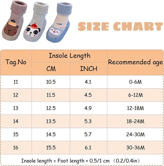 Babysokken met Antislip - Schoentjes Slofjes - Eerste Stapjes Leren - Zachte Katoen Mix - 3 Paren - Multicolor — afbeelding 5