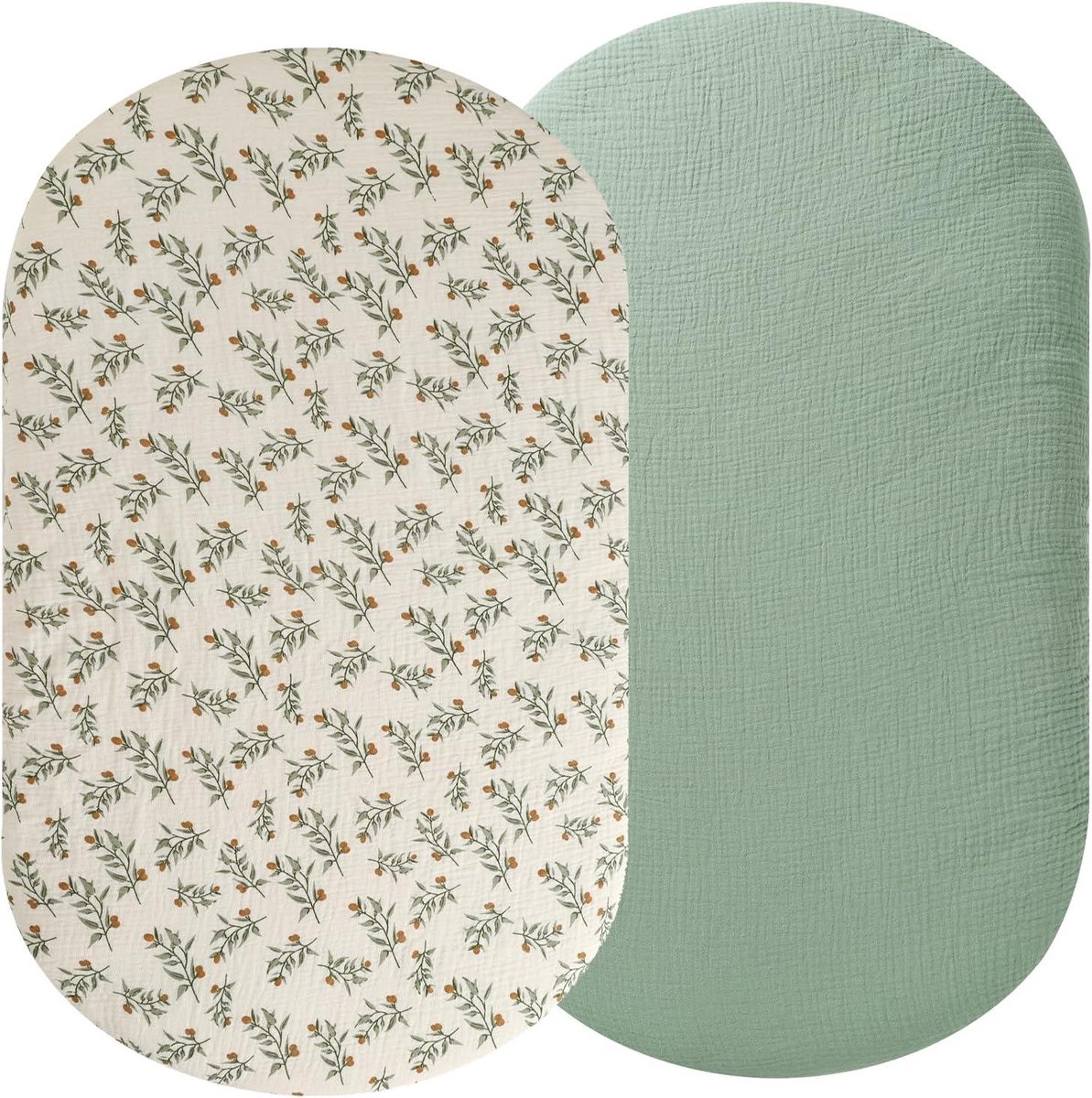Crib Sheet - Baby Bedding - Comfortabele Slaap - Ademend Muslin Katoen - Voor Graco Sense2Snooze - Groen Botanisch