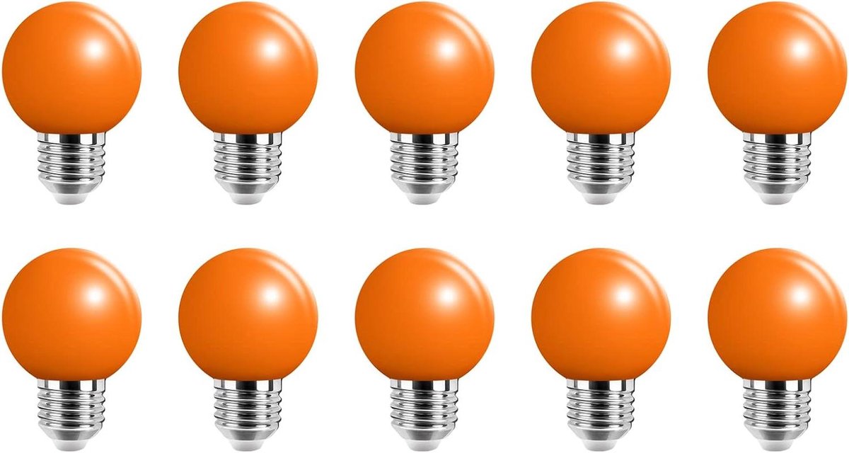 LED Kleurrijke Lamp - Decoratieve Lampjes - Feestelijke Verlichting - Energiebesparend 2W - Set van 10 - Oranje