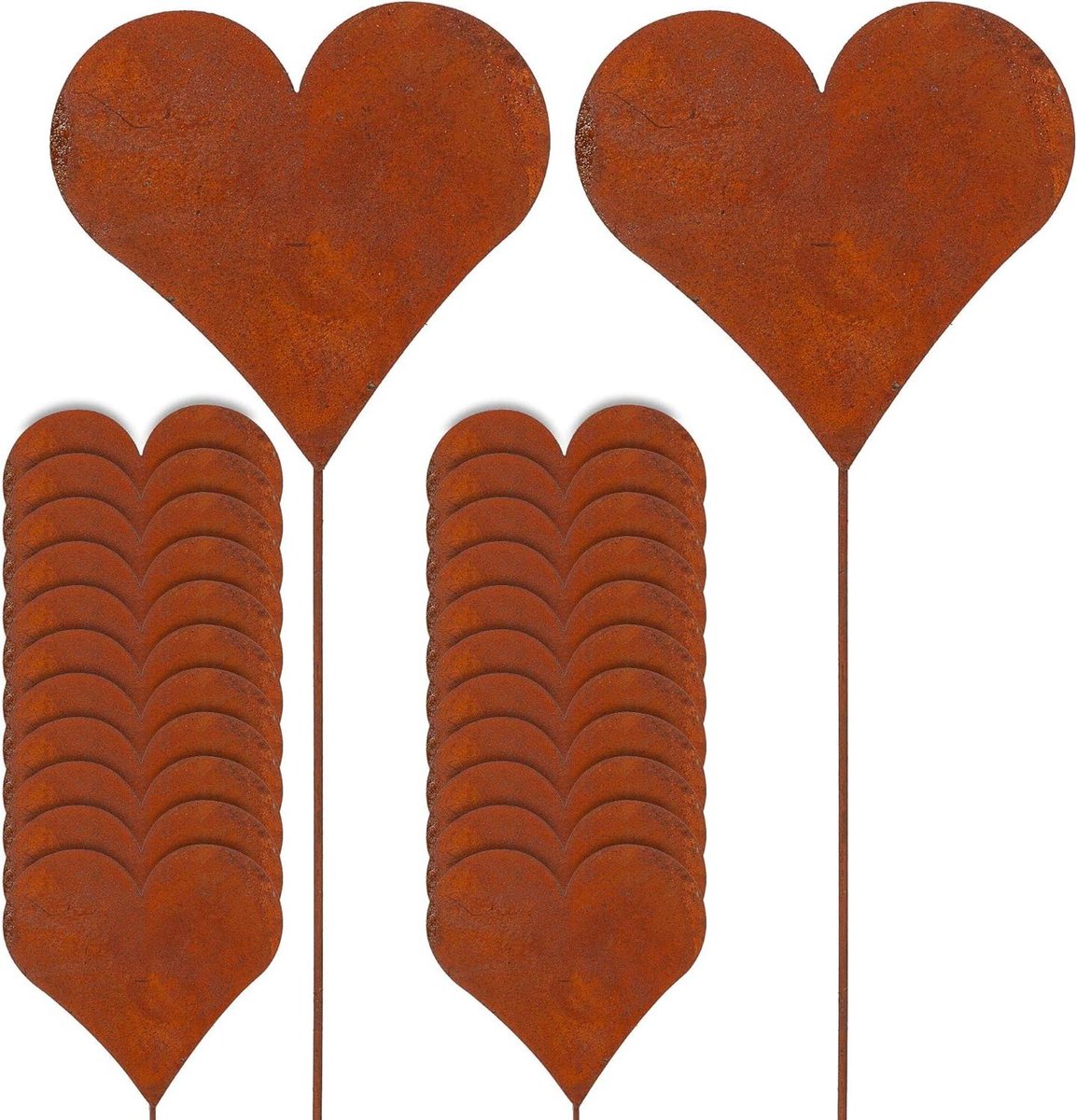 Tuinstekers Hart - Roestdecoratie Bloembed - Tuindecoratie - Roestdesign - 35 cm - Roestkleurig