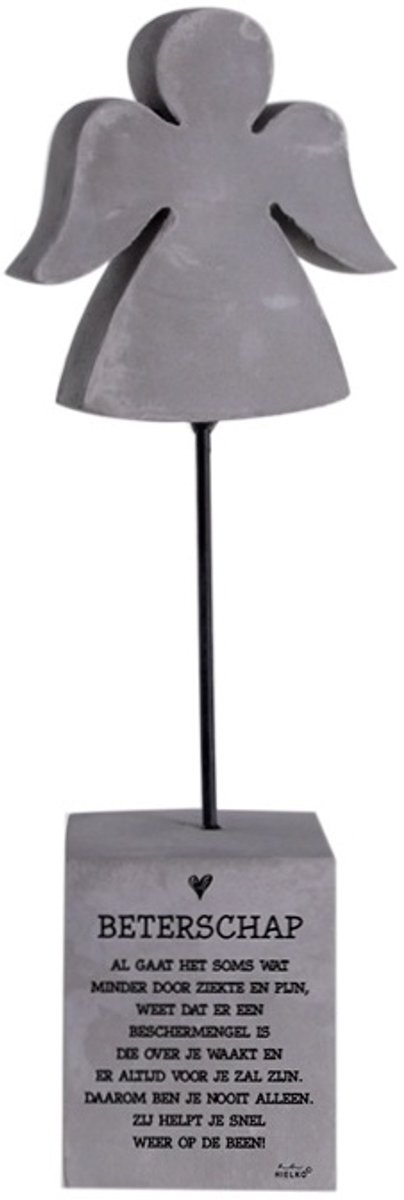 Betonnen Engel Decoratie met Tekst "Beterschap" – 25 cm – Beschermengel – Troostcadeau & Wens Cadeau