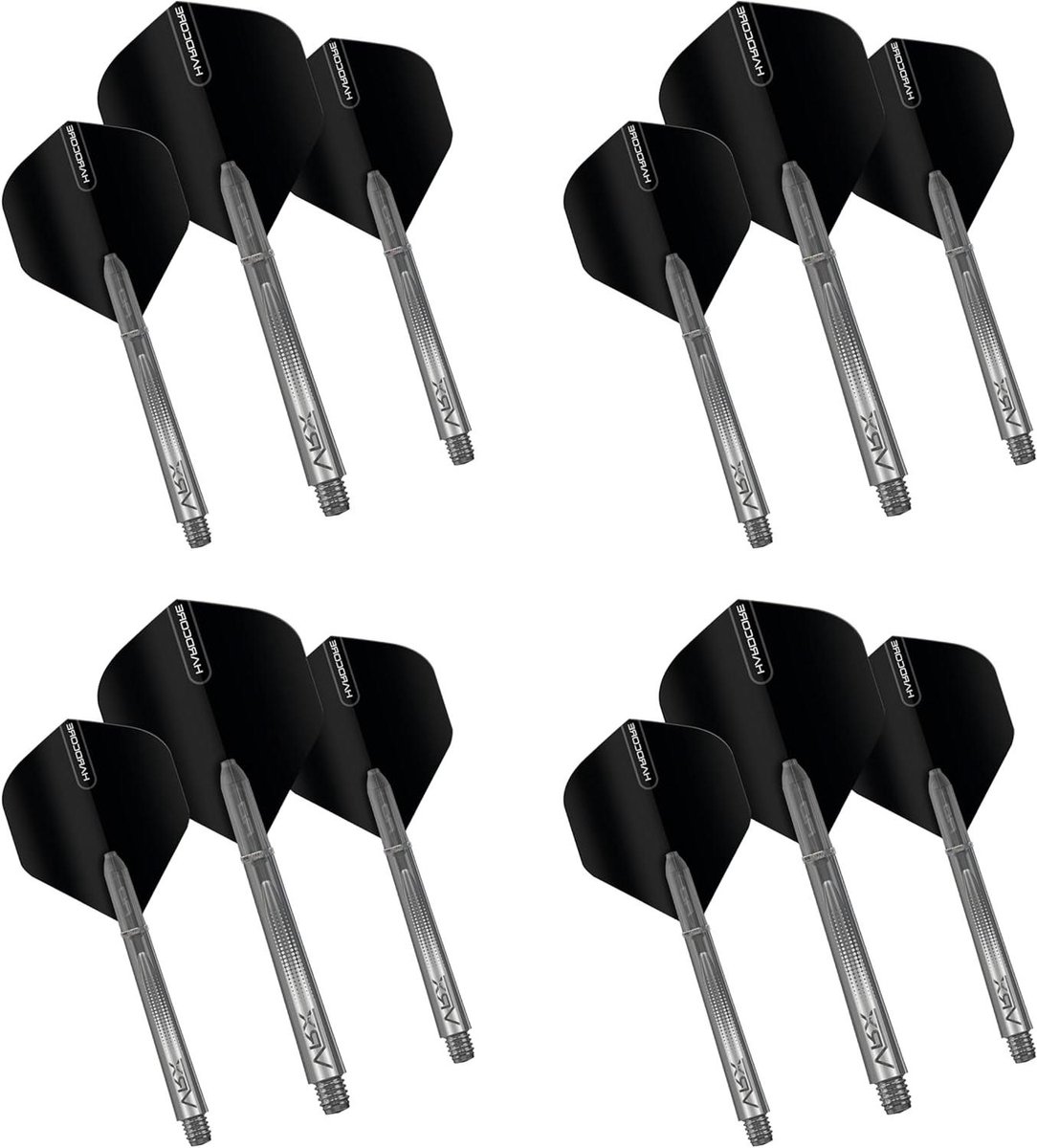 Dart Flights en Stelen - Dart Accessoires Set - Darten Spelen - Extra Dikke Kwaliteit - 4 Sets - Zwart