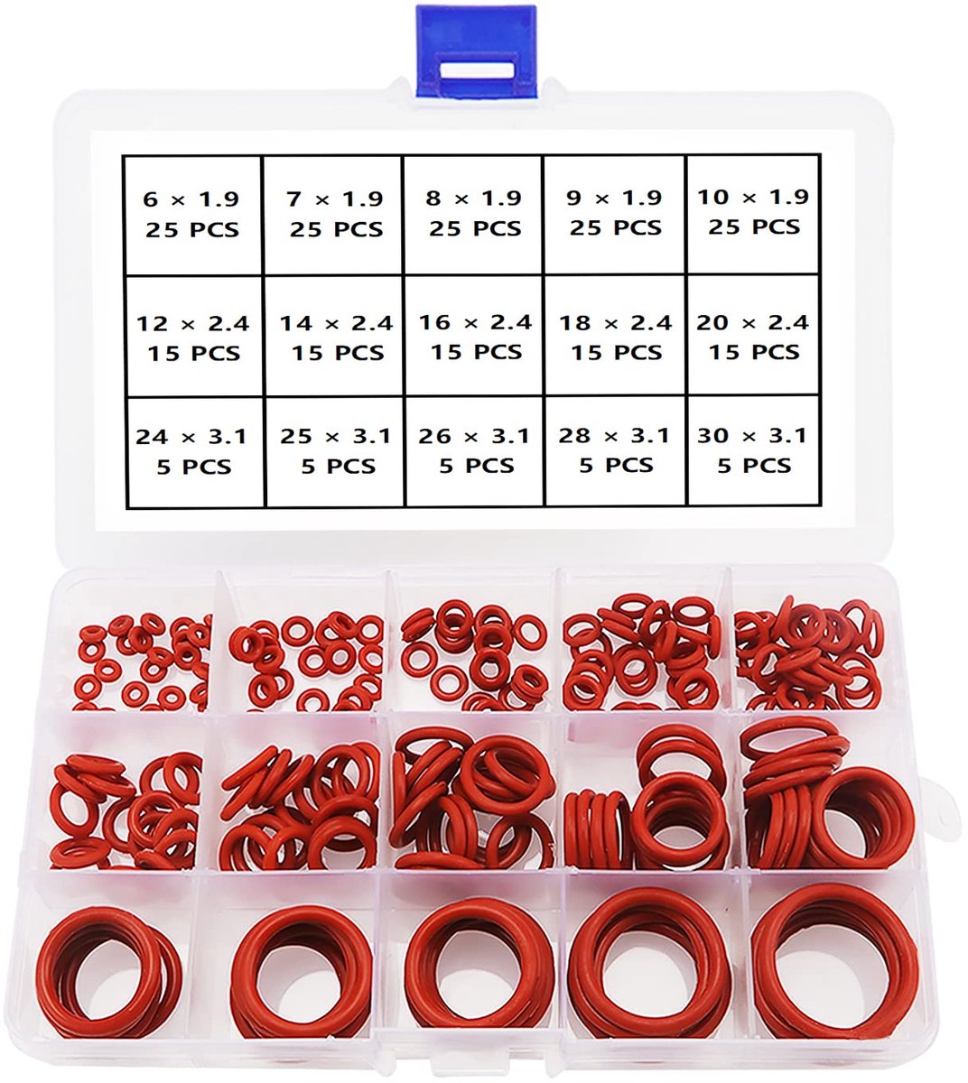 O-ringen Assortiment Kit, Silicone Metrische O-ringen, voor Tap Sanitair Wasmachine Afdichting & Auto Snelle Reparatie