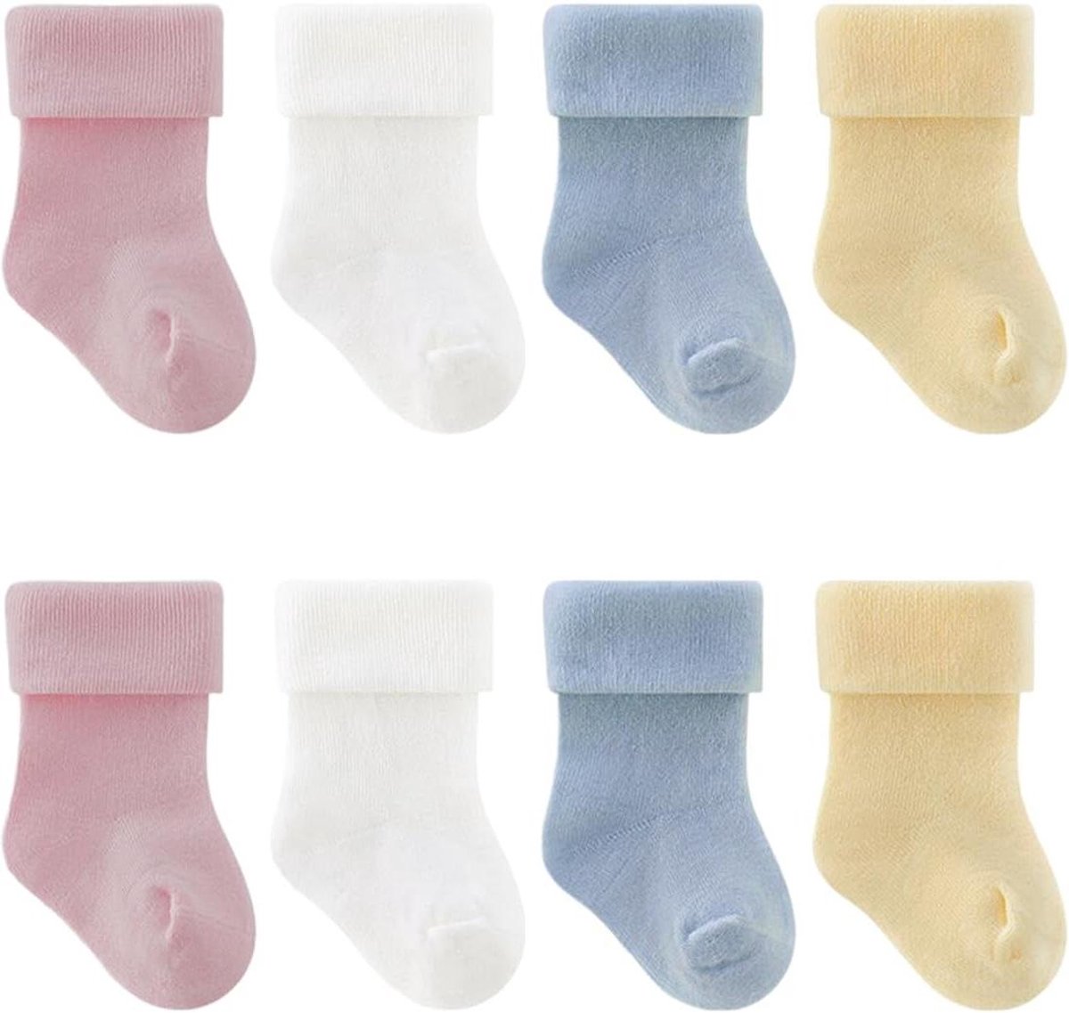Babysokken 4 paar - Peutersokken Enkelsokken - Dagelijks Gebruik - Uniseks Ontwerp - 0-6 Maanden - 4 Kleuren