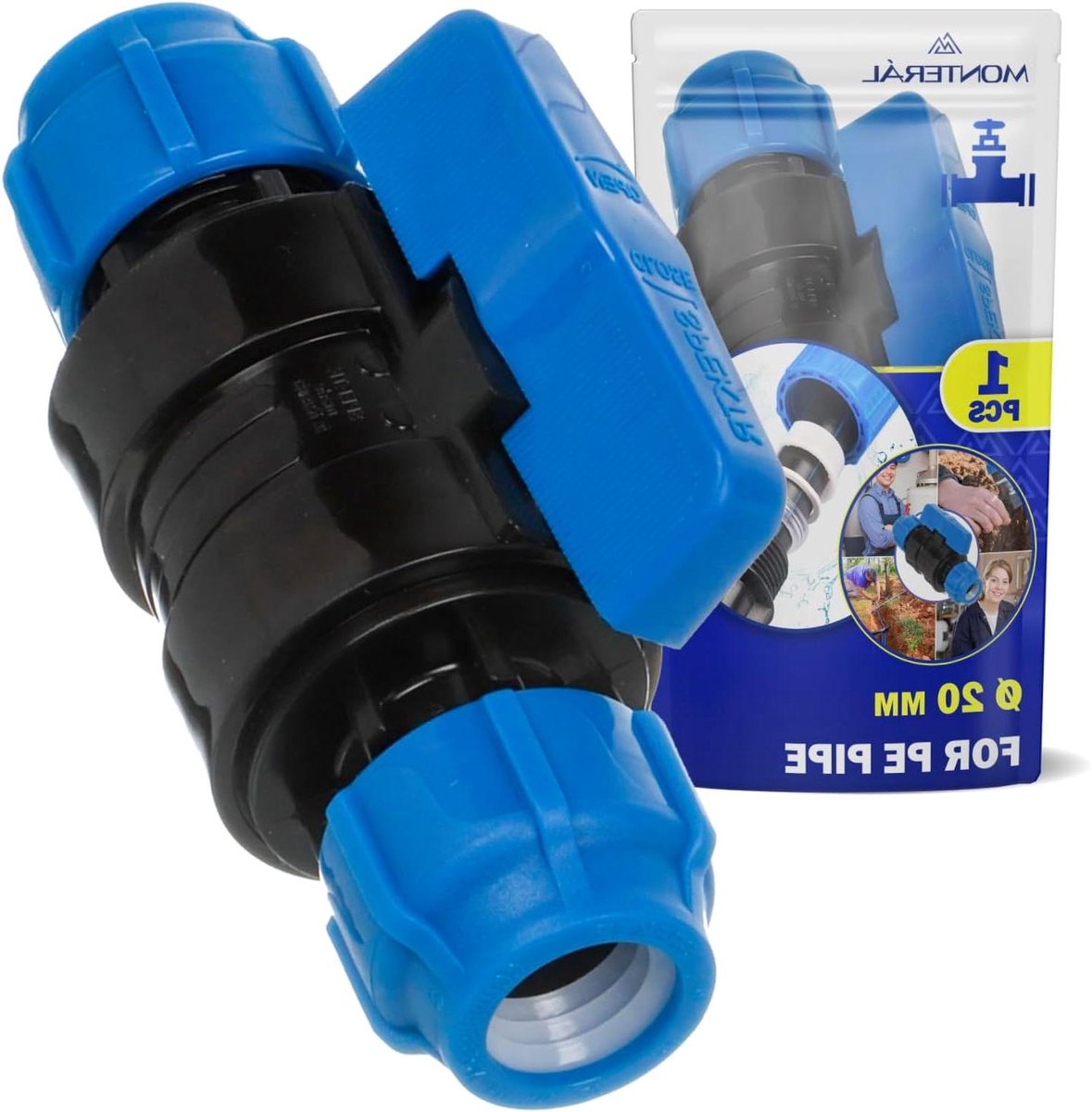Kogelkraan - Afsluitkraan Leidingkraan - Waterleiding Afsluiten - Polypropyleen PP Materiaal - Ø 20 mm - Zwart