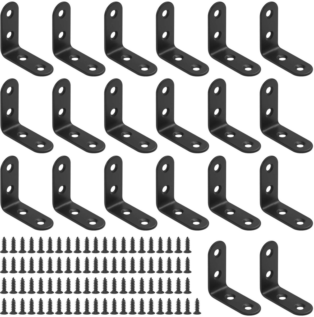 20 Set 40mm Zwart L Hoek Beugel Hoek Brace Joint Bevestiging voor Houten Stoel Boekenplank Board Venster Meubelkast (40x40x2mm)