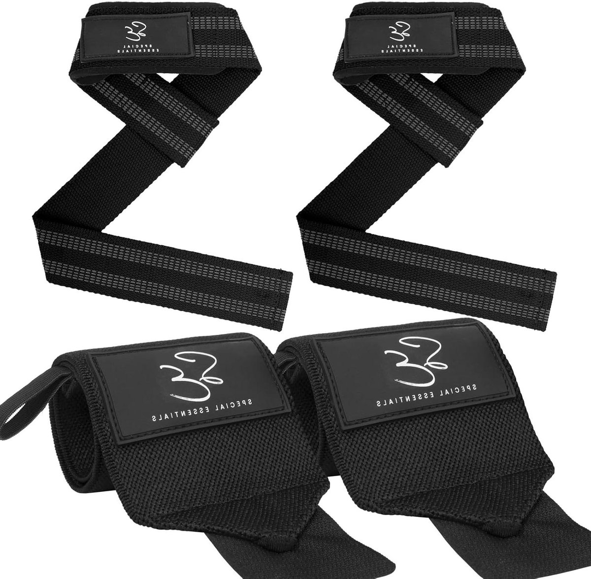 Polsbanden Gewichtheffen - Fitnessbanden Bandages - Zware Liften Ondersteunen - Gewatteerd Neopreen - 45 cm - Zwart