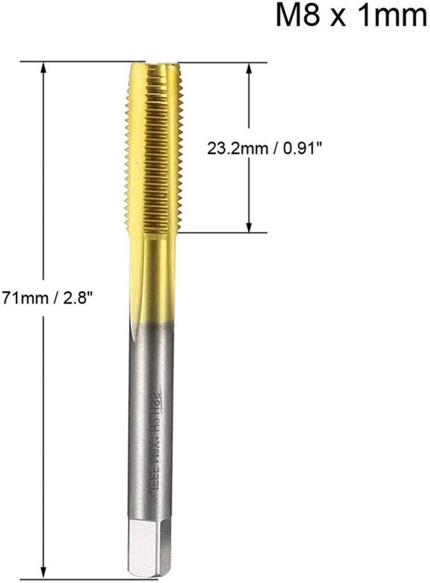 Store_9 - Metrische kranen - Draadsnijmachine - Ti-gecoat - M8 x 1 mm