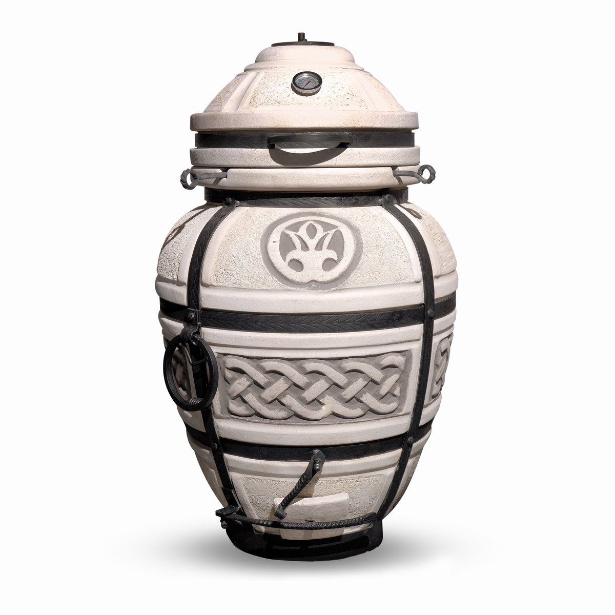 Tandoor Ataman (NIEUW) – Keramische houtgestookte buitenoven, verticale Kamado voor vlees, groenten en brood – Met 12 XL-spiesen & accessoires – 6 cm dikke wanden voor perfecte warmteopslag – 107 cm – 135 kg - 95L *** Met beschermhoes en onderstel