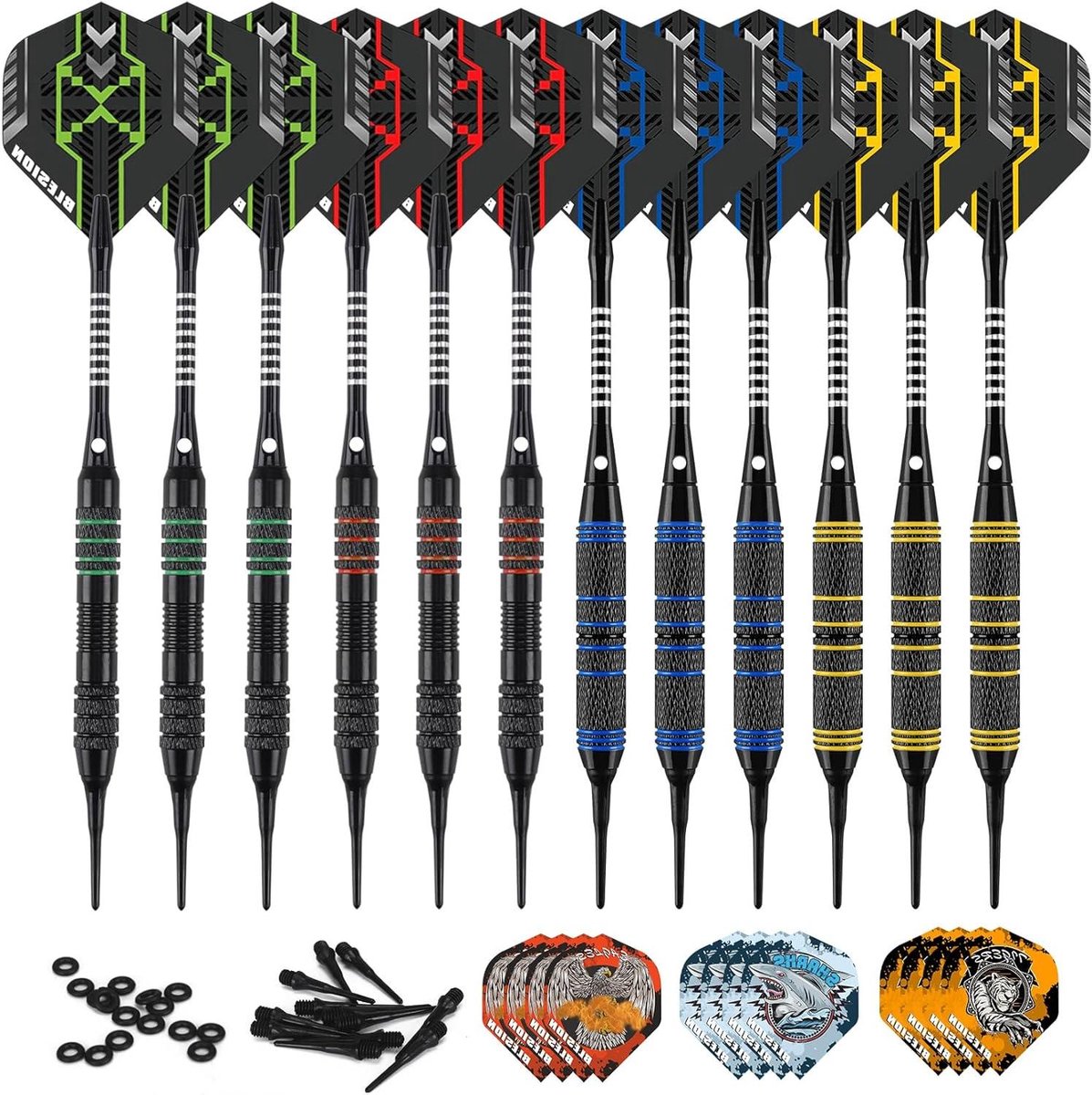 Dartpijlen Kunststof Punt - Softdarts Set - Elektronisch Darten - Nauwkeurige Grip - 18 gram - Nieuw