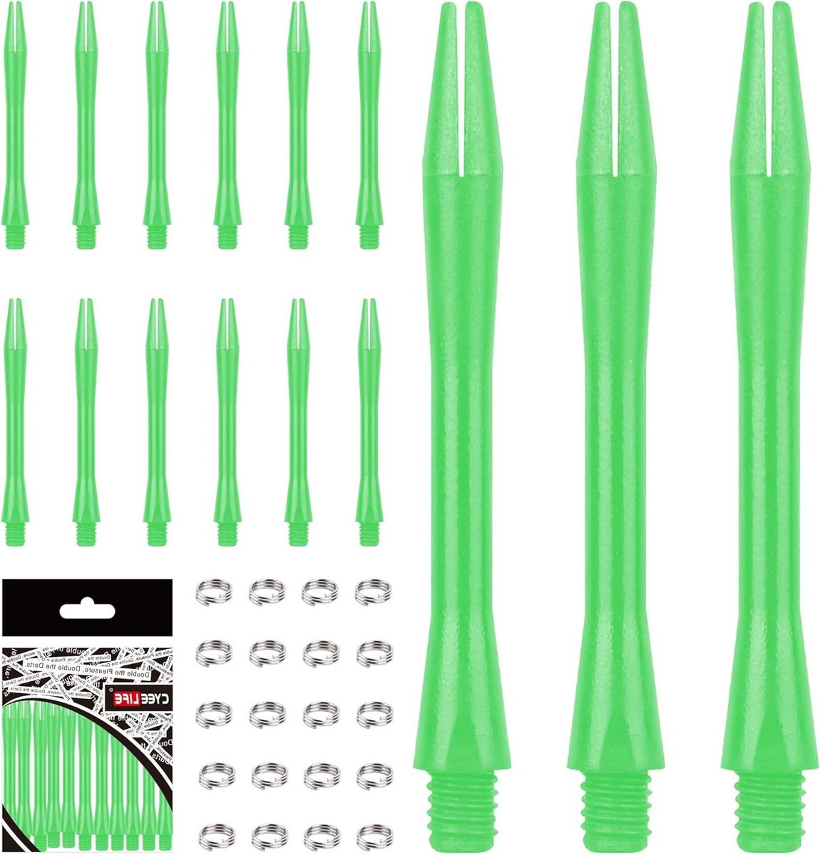 Dart Shafts - Darts Accessoires - Darts Spelen - Met O-ringen - 15 stuks - Groen