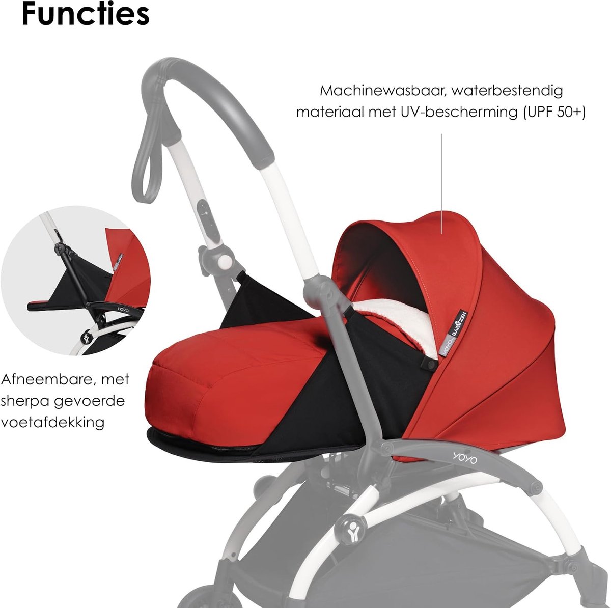 Baby Reiswieg - Draagbare wieg Reiswieg - Babyvervoer - Compact opvouwbaar - 52 x 44 x 18 cm - Rood thumbnail 6