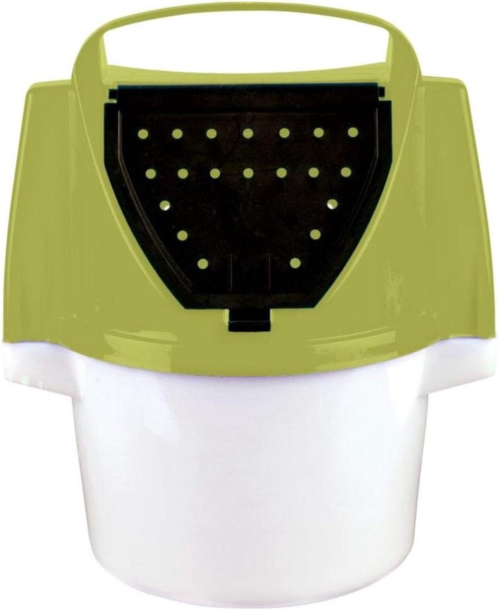 Aas Emmer - Vis Aas Bak - Levend aas bewaren - V-vormige rug voorkomt rollen - 6 liter - Groen Wit