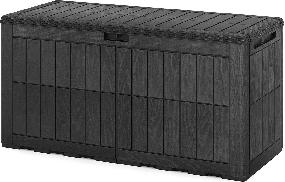 Tuinkist - Opbergbox voor buiten- Tuinbox - Opbergbox met kussen - weerbestendig - Zwart