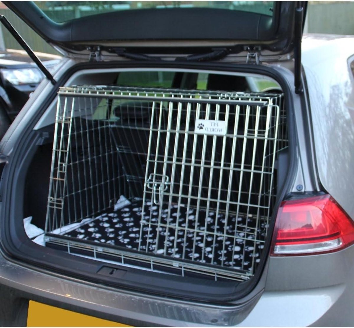Hondenbench Auto - Reiskooi Hond - Veilig Reizen - Schuin Ontwerp - 91 cm - Zwart