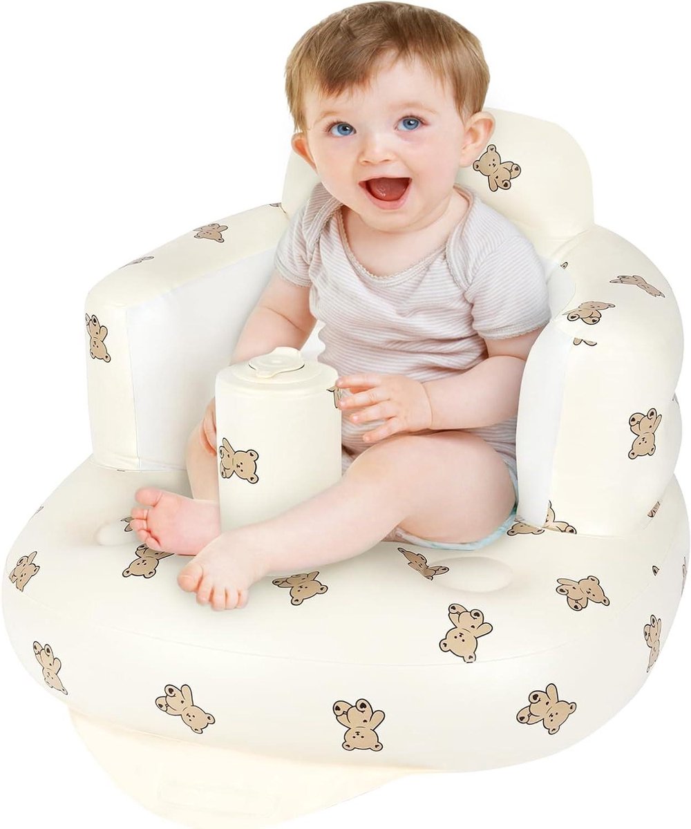 Opblaasbaar Kinderzitje - Baby Stoel - Kind Leren Zitten - Ingebouwde Luchtpomp - 48 x 57 x 35 cm - Hartbeer