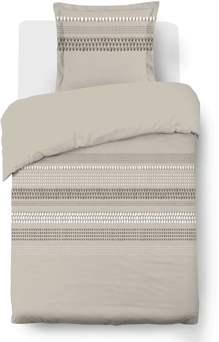 Dekbedovertrekset VISION Anthony 140 x 200 cm 1 bijpassende kussensloop 65 x 65 cm beige 100% katoen