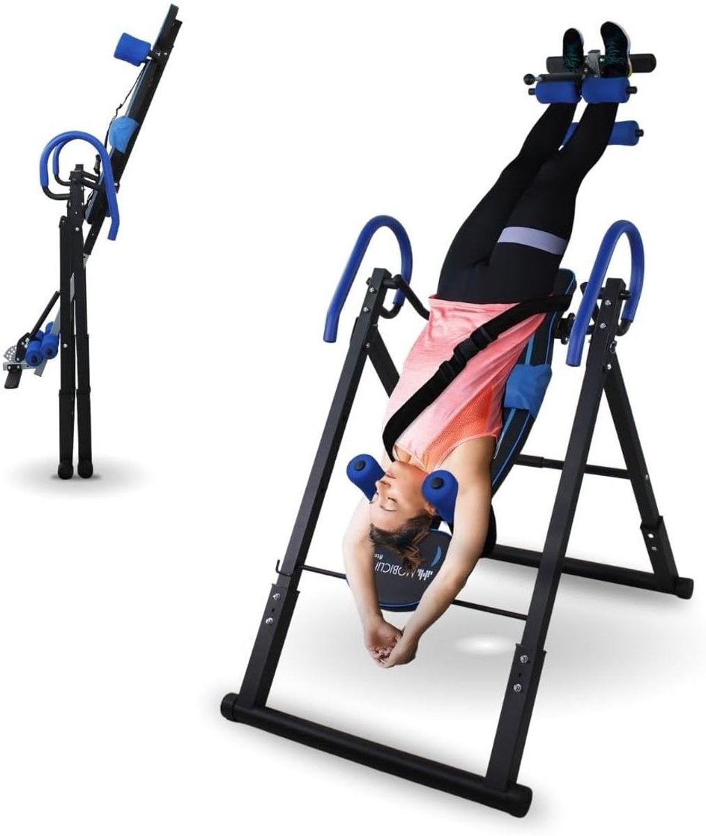Inversiebank - Gravity trainer - Rugpijn verlichten - Opvouwbaar ontwerp - Tot 120 kg - Blauw en Zwart
