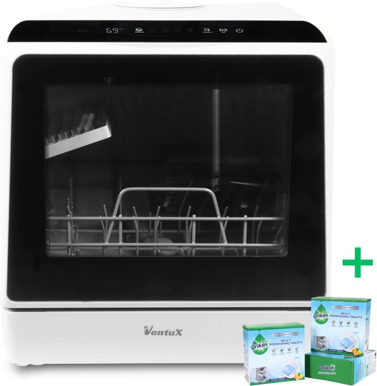 Ventux® mini vaatwasser – 5 programma’s – wit