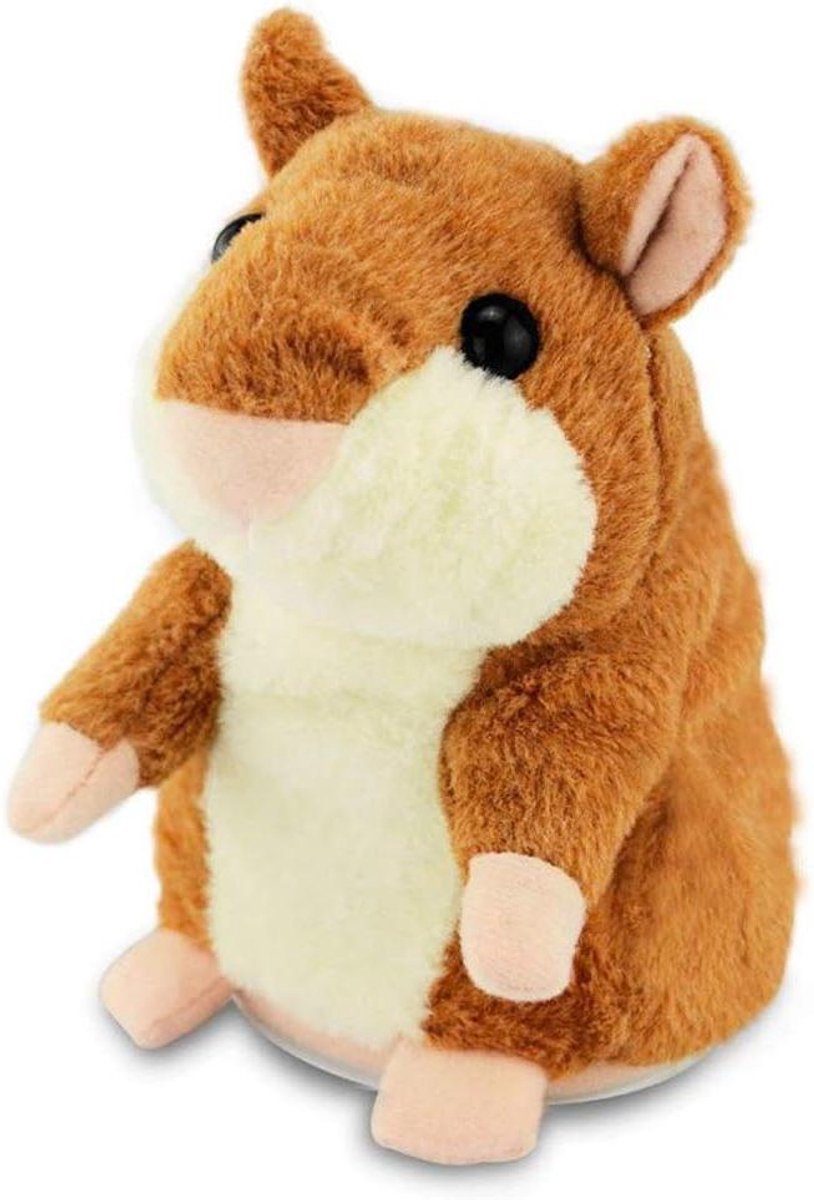 Pratend Hamster Speelgoed - Nabootsende Muis - Kinderen Amuseren - Herhaalt Alles Zegt - 16 cm - Bruin