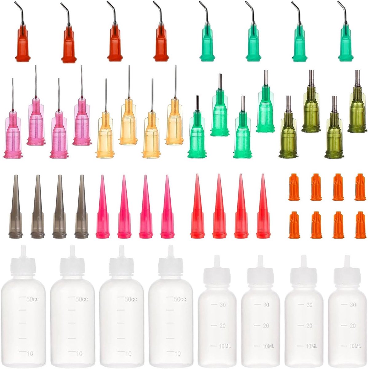 Pack of 8 Needle Bottles, Plastic Needle Bottle Applicator, 30ml/50ml, Needle Tip Glue Bottle with 36 Mouth Needle - ShopVlot