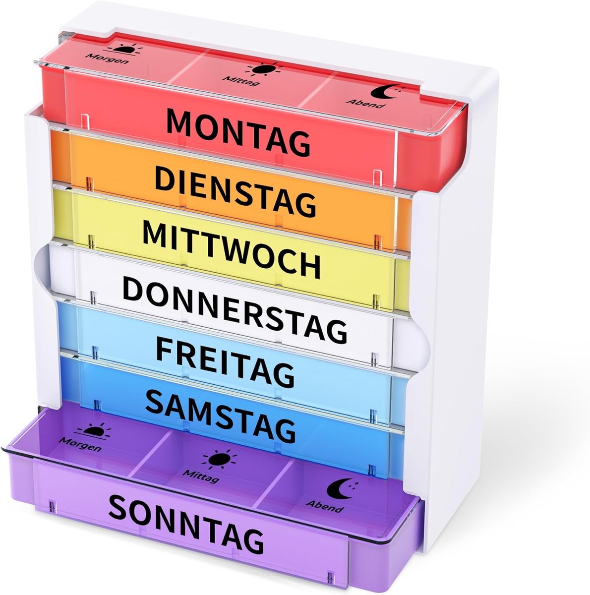 SnelShoppen - Tablettenbox 7 Dagen met 3 Compartimenten - Medicijnbox Pillenorganizer Weekbox voor Ochtend Middag Avond - Geschikt voor Mensen met Bep