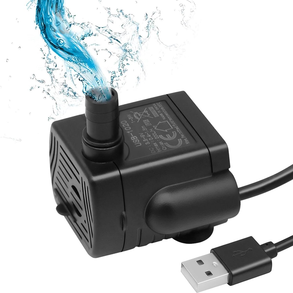 SnelShoppen - Mini Waterpomp, USB Voeding, 1-3 W, 200 L/h, Onderwaterpomp voor Kattenfontein, Aquarium, Vijver, Mini Vissenkom en Planten