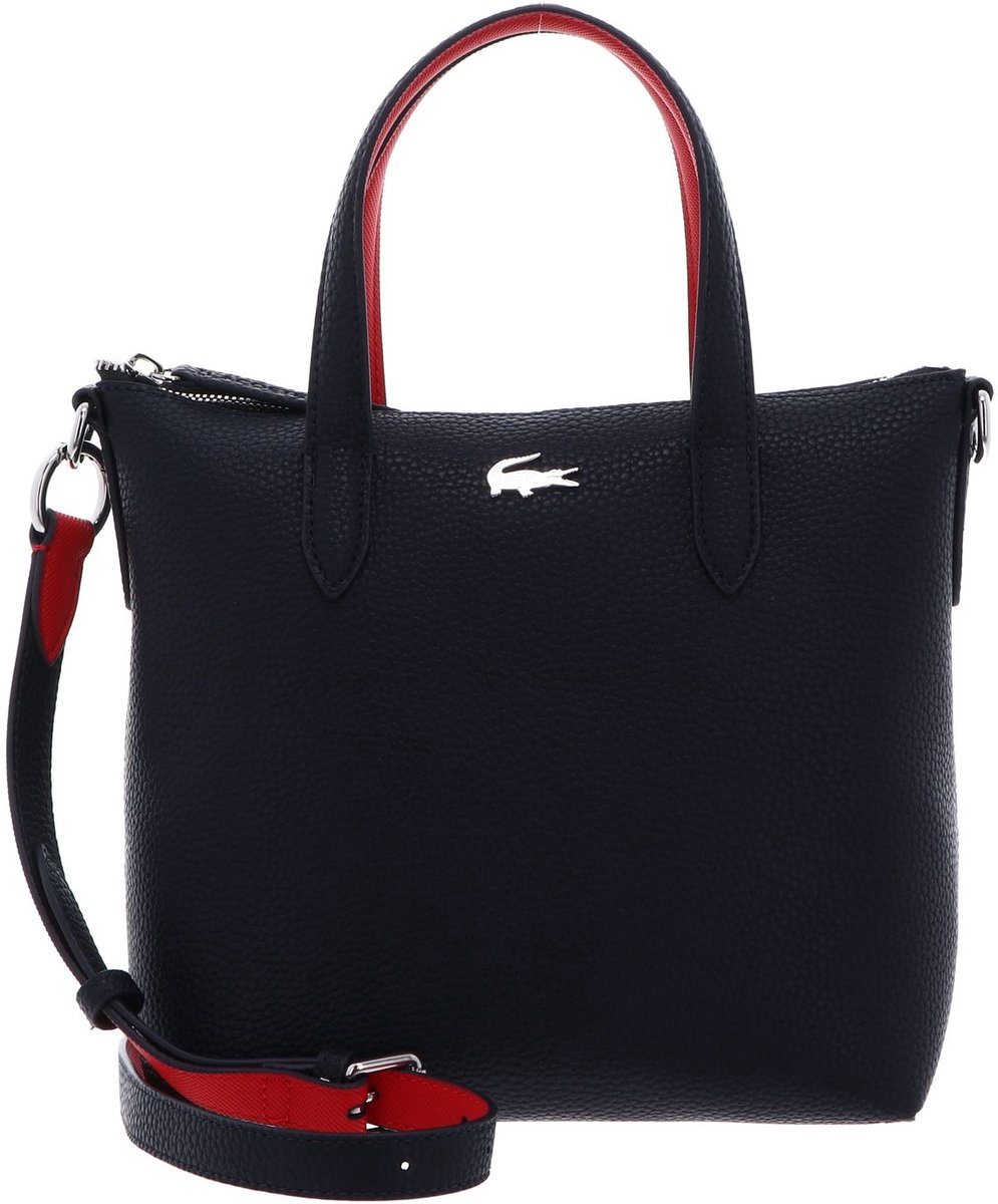 LACOSTE schoudertas handtas Anna Tote Marine 166 Rouge 240 donkerblauw