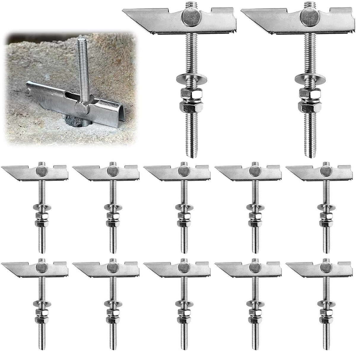 SnelShoppen - Pack van 12 Heavy Duty Vouwpluggen M8 x 100 mm van Gegalvaniseerd Koolstofstaal voor het Ophangen van Zware Voorwerpen aan Wand en Plafo