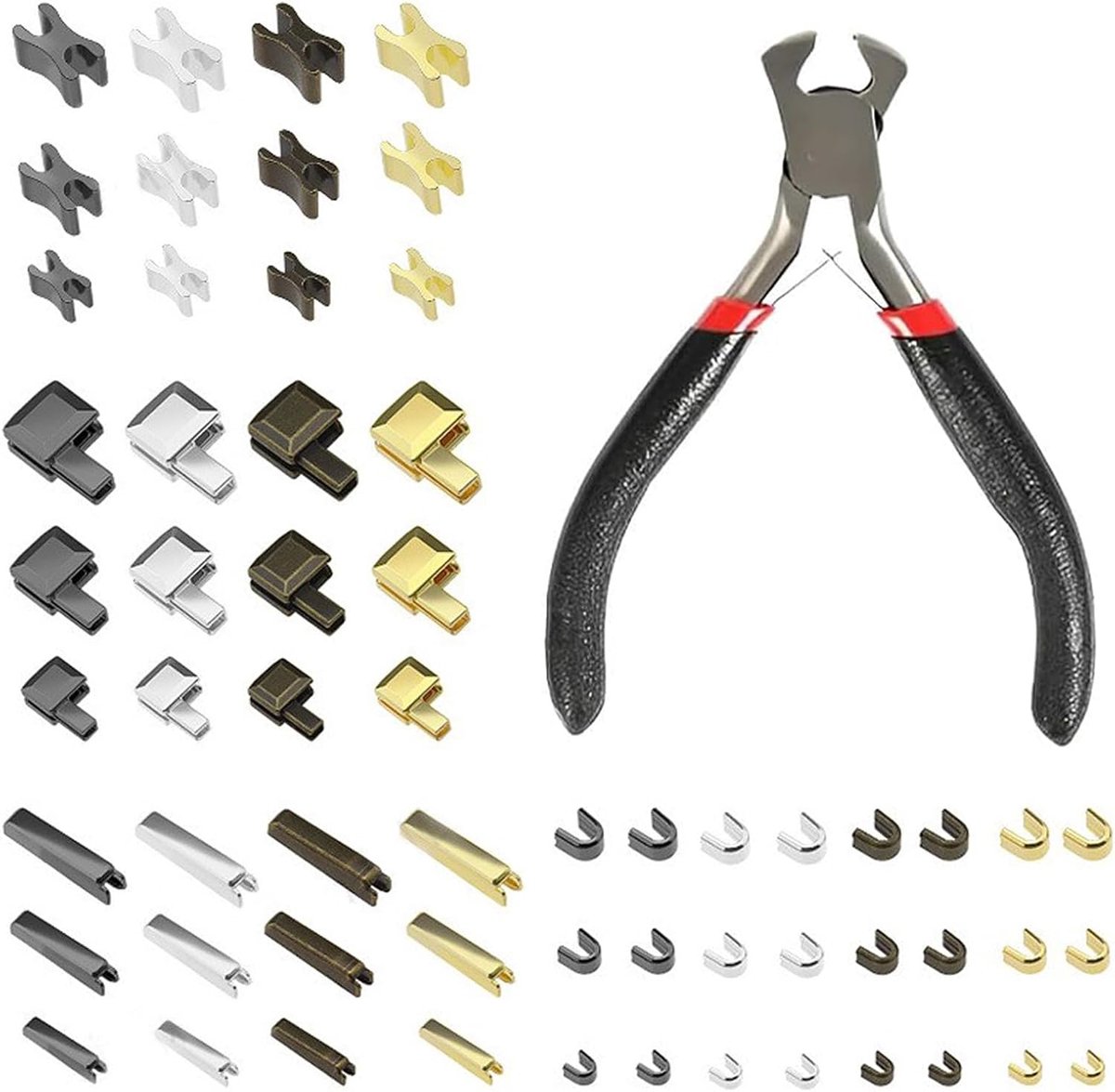 Ylinwtech Pack of 60 metal zip repair kit with 1 mounting pliers, repair kit for zips, for repairing metal zips on - ShopVlot