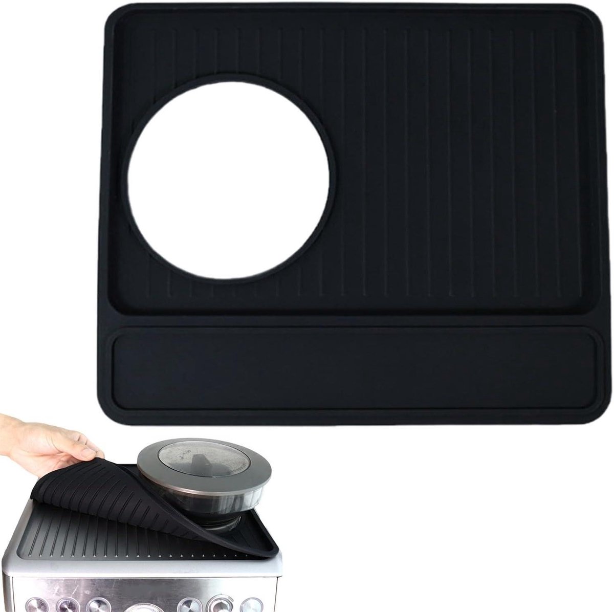Koffie Aanstampen Mat - Tamping Pad - Espresso Bereiden - Stof- en Waterdicht - 28x23.5x11.2 cm - Zwart
