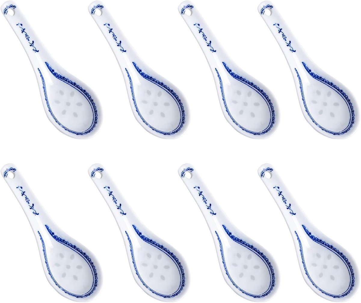 Vastsea 8 Pieces Porcelain Egg Spoon, Ceramic Spoon Long, Dessert Spoon, White Soup Ladle is Suitable for Restaurants - ShopVlot