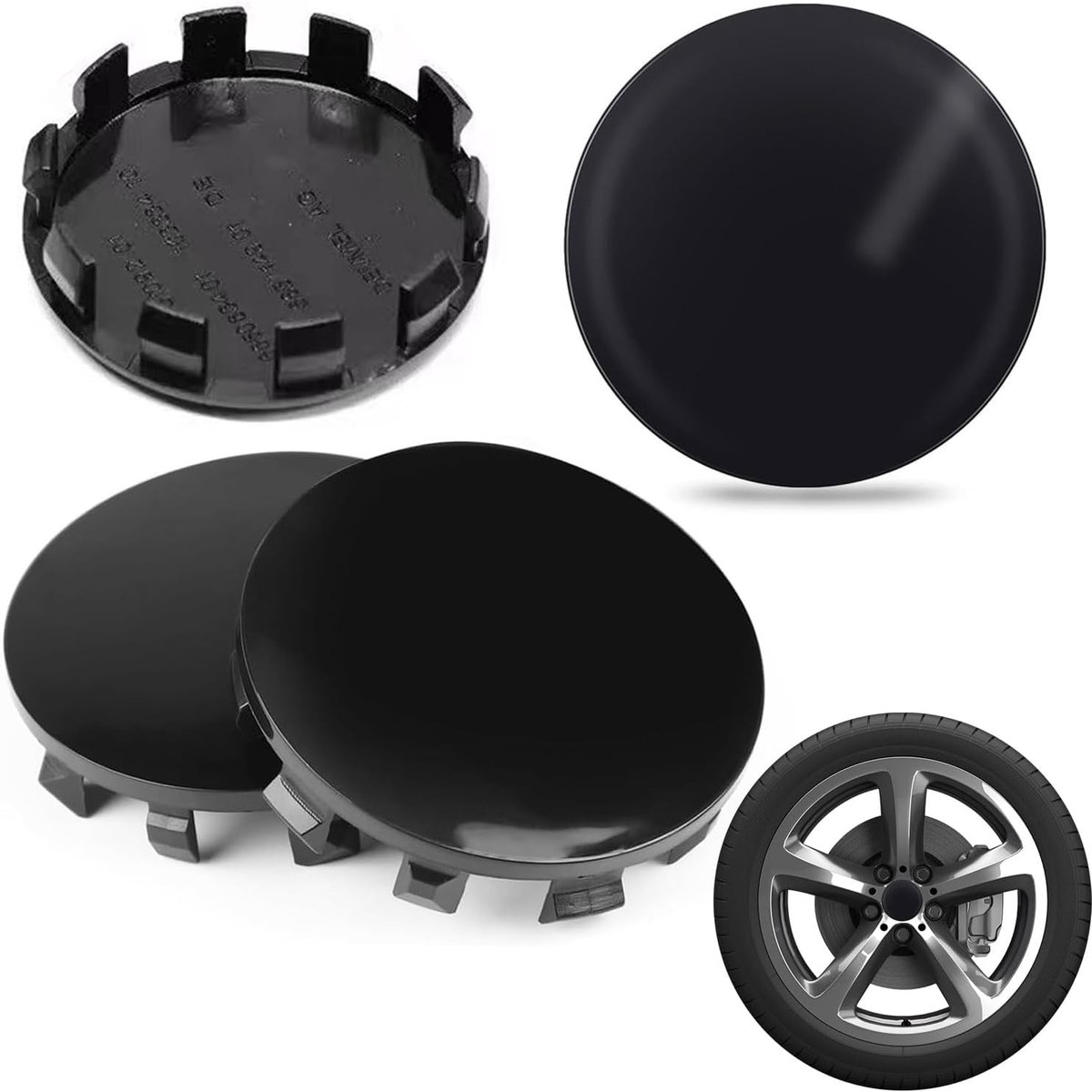 SnelShoppen - Universele Wielnaafkappen 56 mm Zwart - Set van 4 Hoogwaardige ABS Wielnaaf Covers - Duurzaam, Krasbestendig en Stijlvol voor Auto Acces