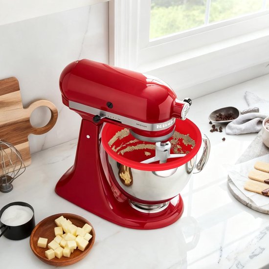 Keukenmachine Inzetstuk - Mixer Kom Accessoire - Bakken en Koken - Verdikte Flexibele Wand - 4.8L Kom - Rood — afbeelding 5