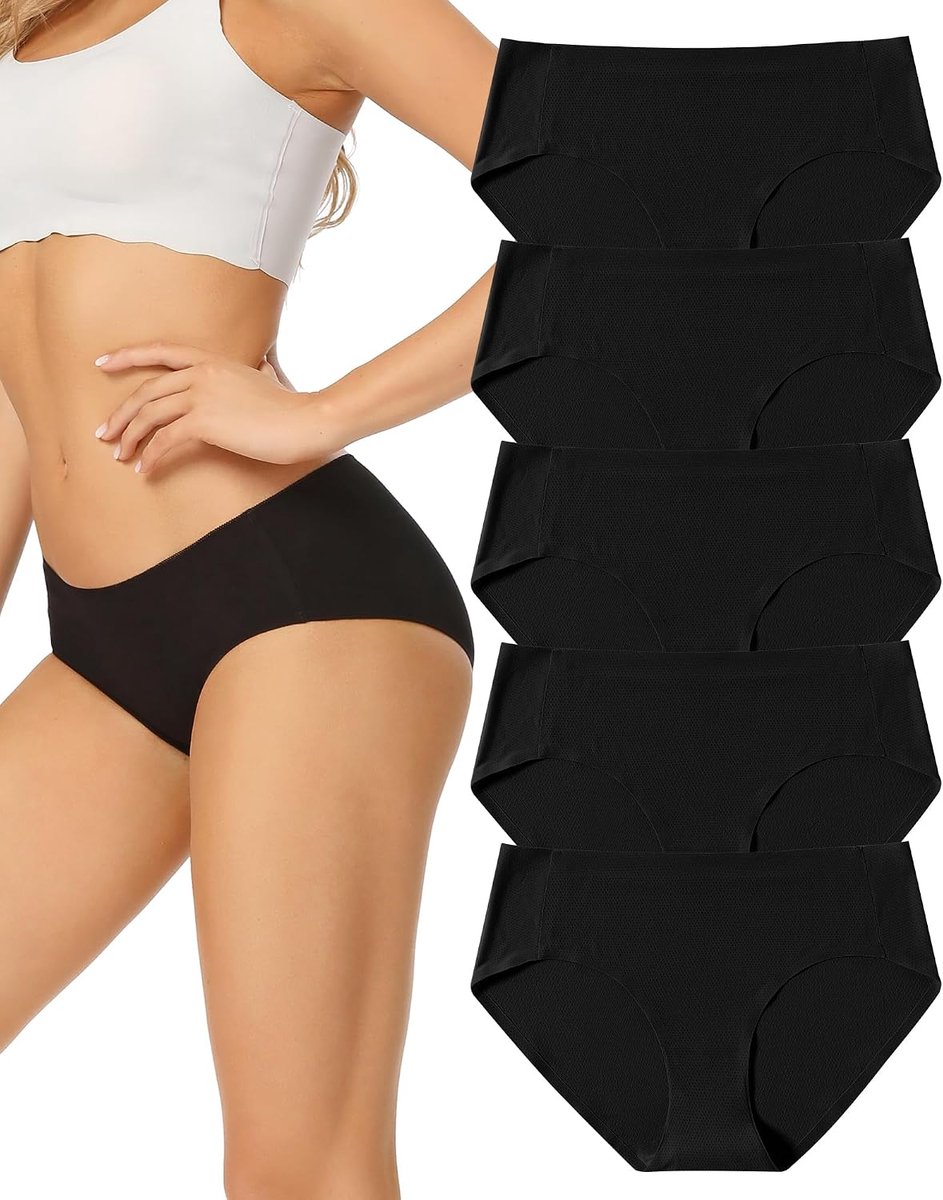Naadloos Ondergoed Dames, Seamless Underwear Women Hipster | 5-Pack Slip Voor Vrouwen,Naadloze Onderbroek,Invisible Bikini No Show Panties,Lage Taille,Ademend