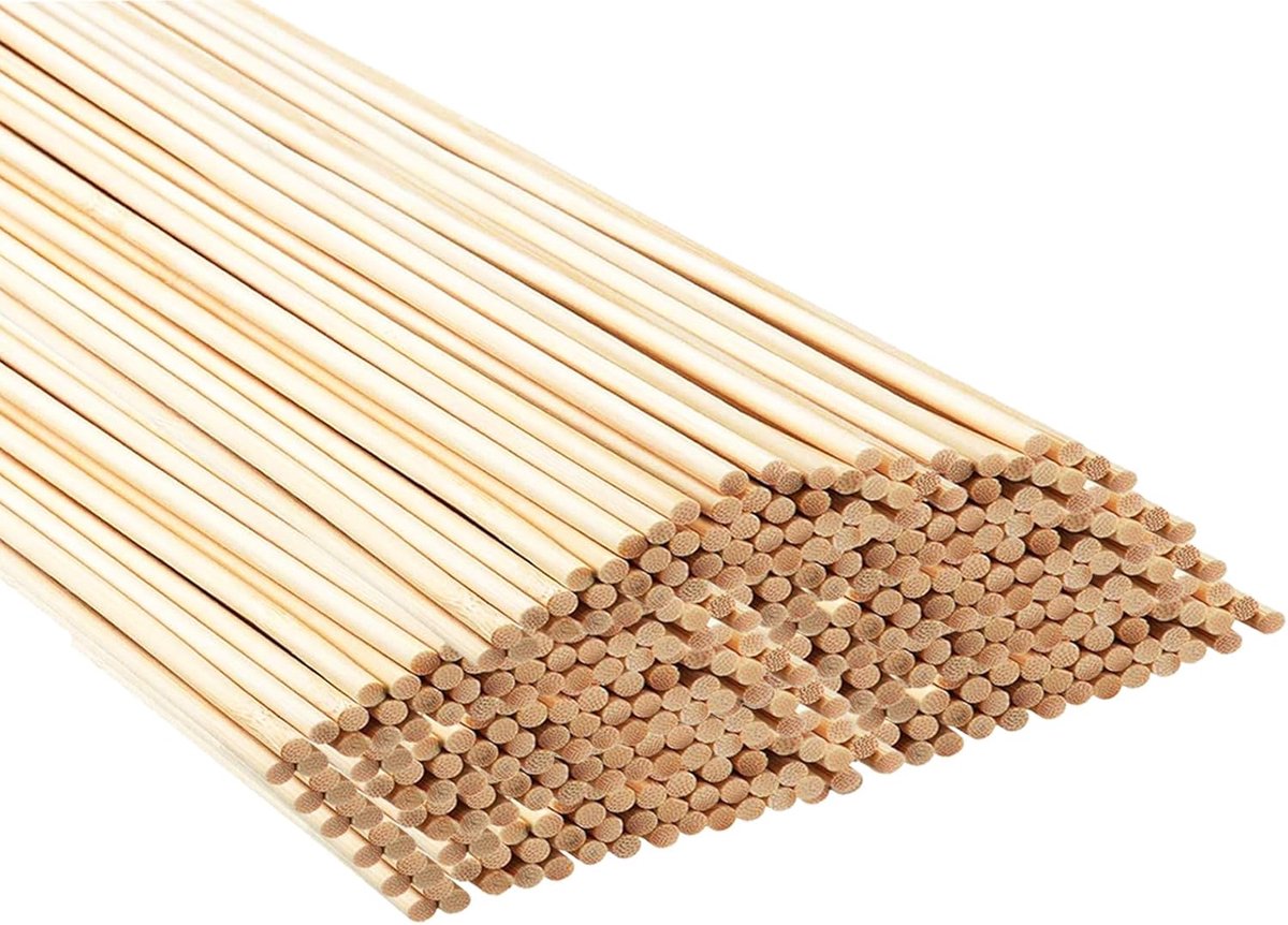 250 stuks bamboestokken, knutselstokken om te knutselen, lange ronde houten stokken, natuurlijke bamboestokken, houten stokjes voor doe-het-zelf kunst, handwerk, knutseldecoratie