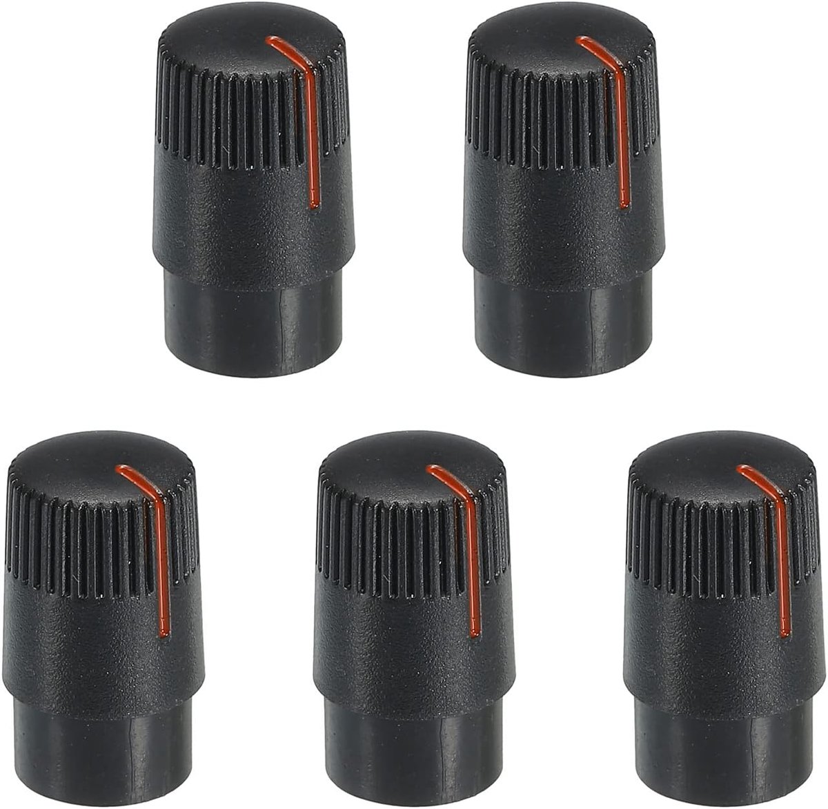 Potentiometer draaiknop ABS gitaar knop voor 6 mm D type as elektrische gitaren versterker stereo-installaties bas volume toon 180° draaiknop zwart oranje 5 stuks