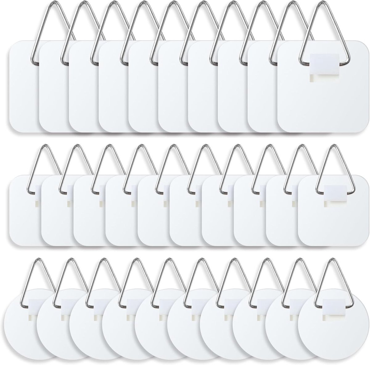30 stuks fotohangers, zelfklevende fotohaken om te plakken, zonder boren, fotohaken, zelfklevende hangers voor foto's, fotolijst, foto's, schilderijhangers, wandbevestiging (3 maten)