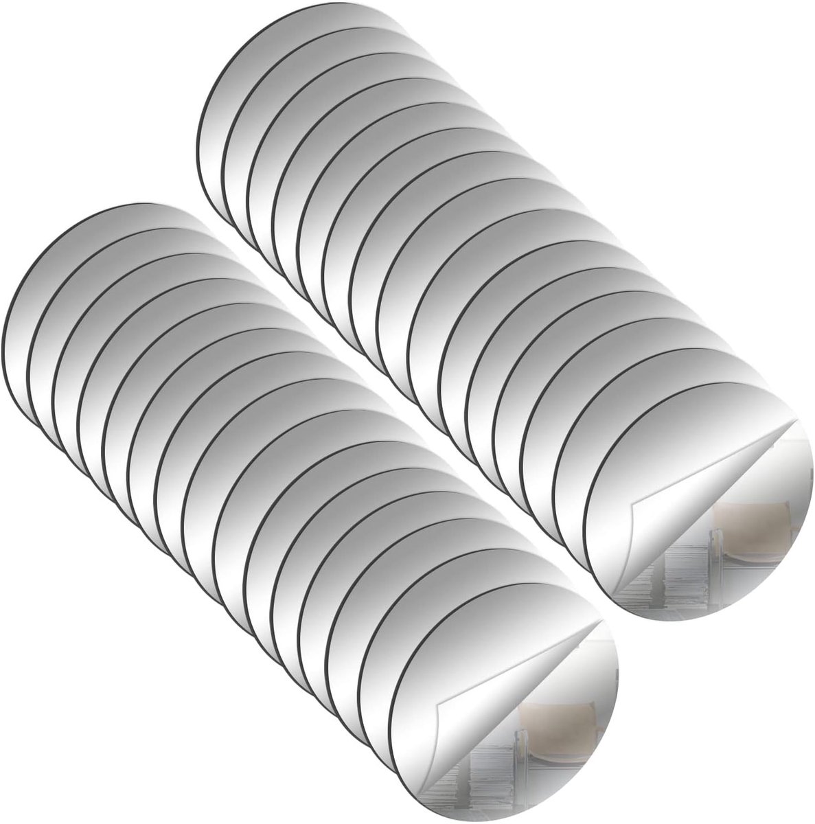SnelShoppen - 30 Stuks Acryl Ronde Spiegel Platen 5cm Zelfklevende Spiegels Mini Verwijderbare Ronde Acryl Spiegel Stickers voor Wanddecoratie Creatie