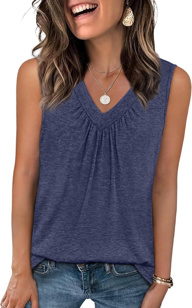 Zomer Casual Vest Tank Tops Losse Fit V-hals Mouwloos T-shirt Top