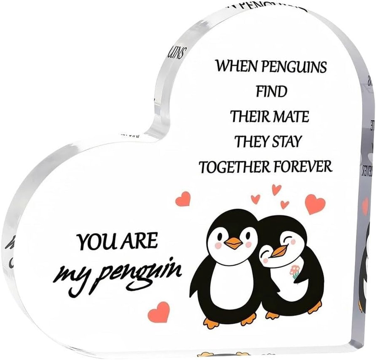Cadeau voor vriendin, bruidegom, pinguïn, cadeaus voor koppels, Valentijnsdagcadeau, origineel cadeau voor dames, verjaardag, acrylplaat pinguïn, voor heren, Kerstmis, jubileum