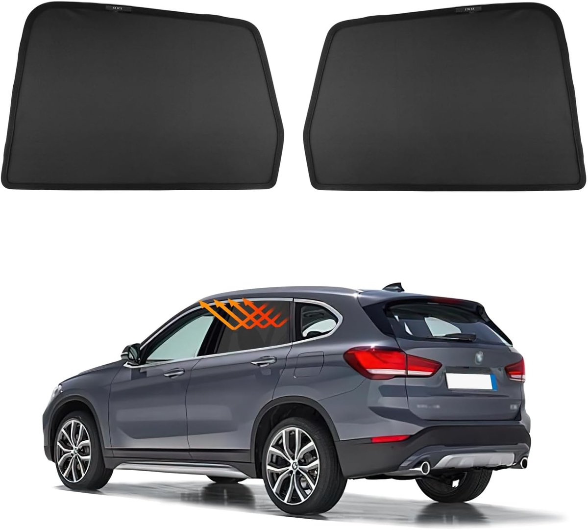 Zonwering voor BMW X1/iX1 u11 2022-2024, magnetische zonwering voor zijruiten, voor- en achter, UV-bescherming, hittebescherming, zwart (achterzijruit, 2 stuks)