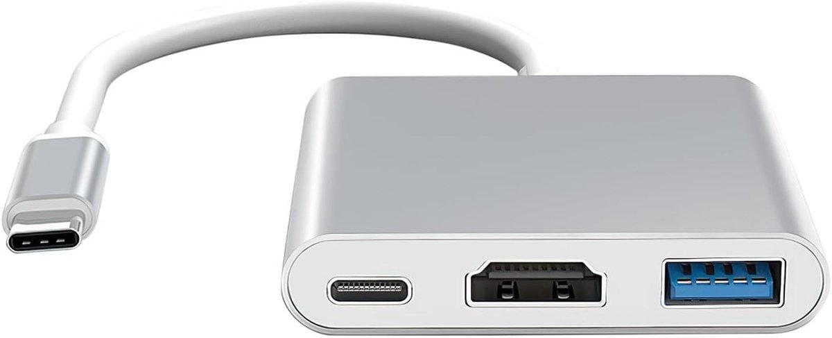 3-in-1 HDMI Adapter voor USB-C, Ondersteunt 4K Video, USB 3.0 en TV Aansluiting, Multiport AV Oplossing