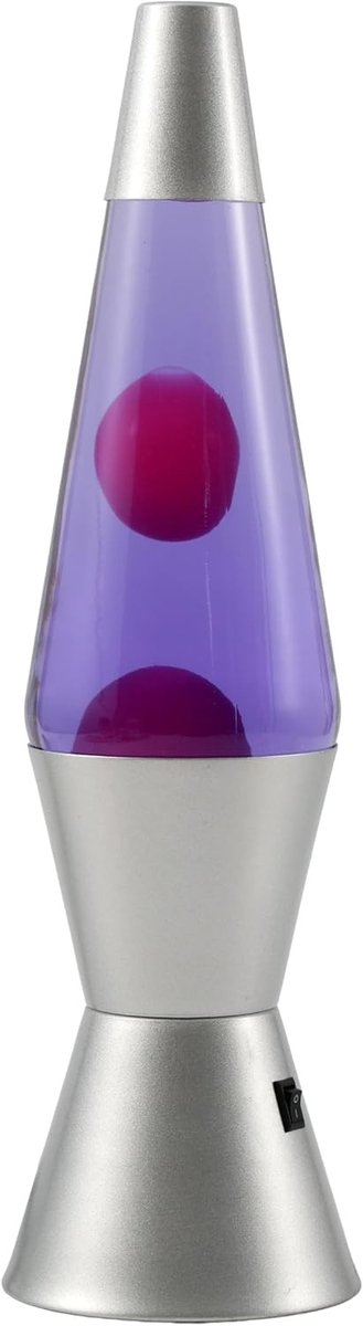 Lavalamp met LED - Zilveren basis - Paarse vloeistof en roze was - Ontspannend lava-effect - Voor elke ruimte
