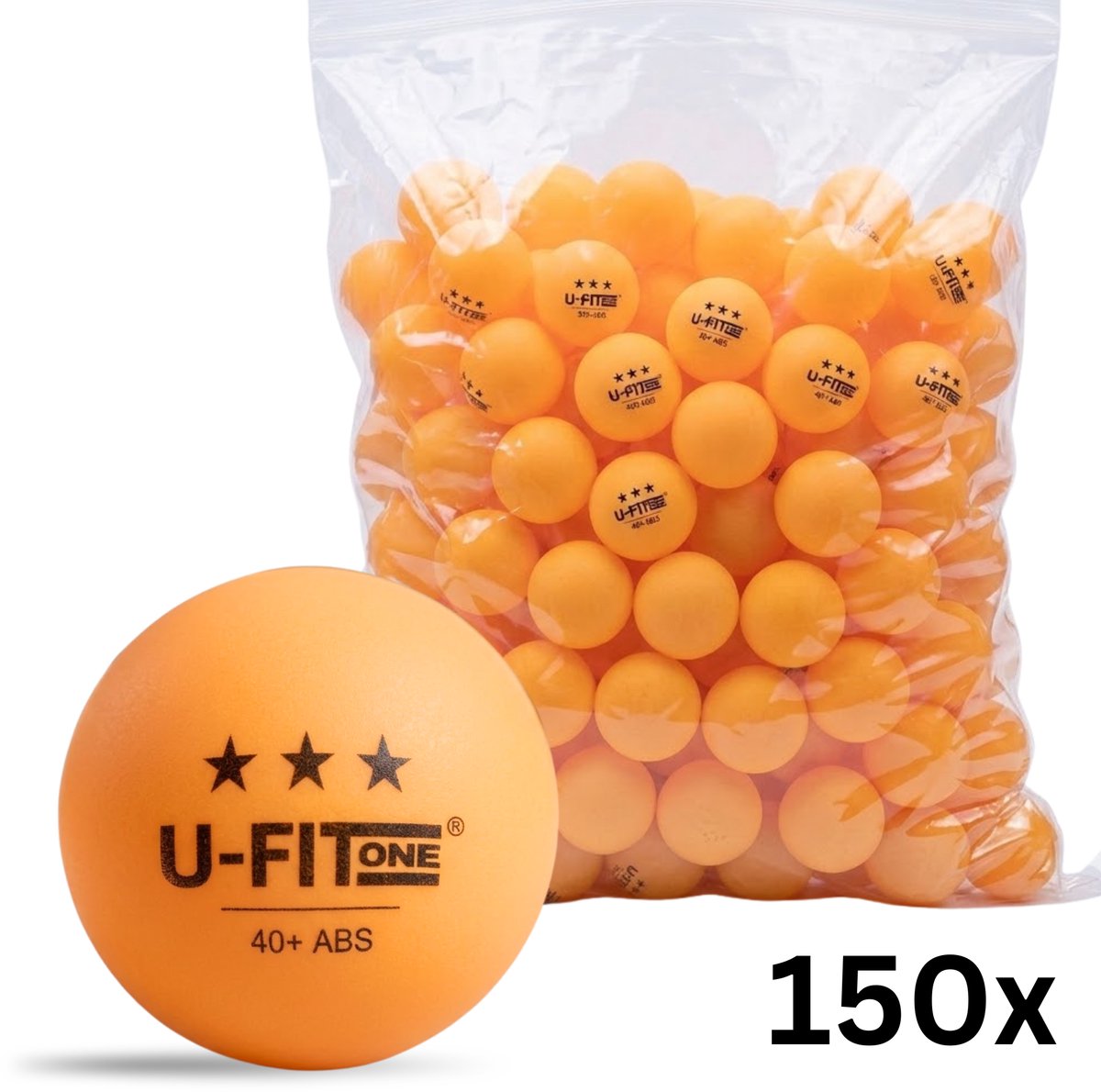 U Fit One 150 Stuks Professionele Tafeltennisballen - 3 Ster kwaliteit - Tafeltennisballen - Pingpongballen - ABS 40+ - Oranje